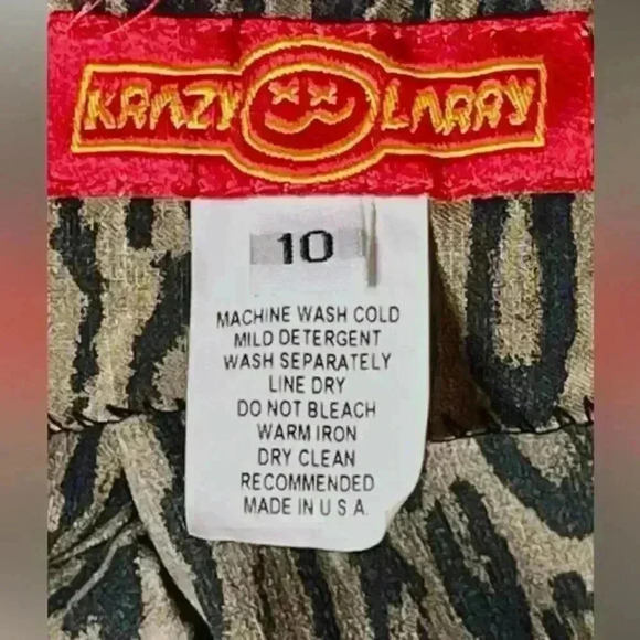 Krazy‎ Larry Brown/Black Leopard Print Pull-On Ankle Pants Women's Size 10 - Picture 3 of 6